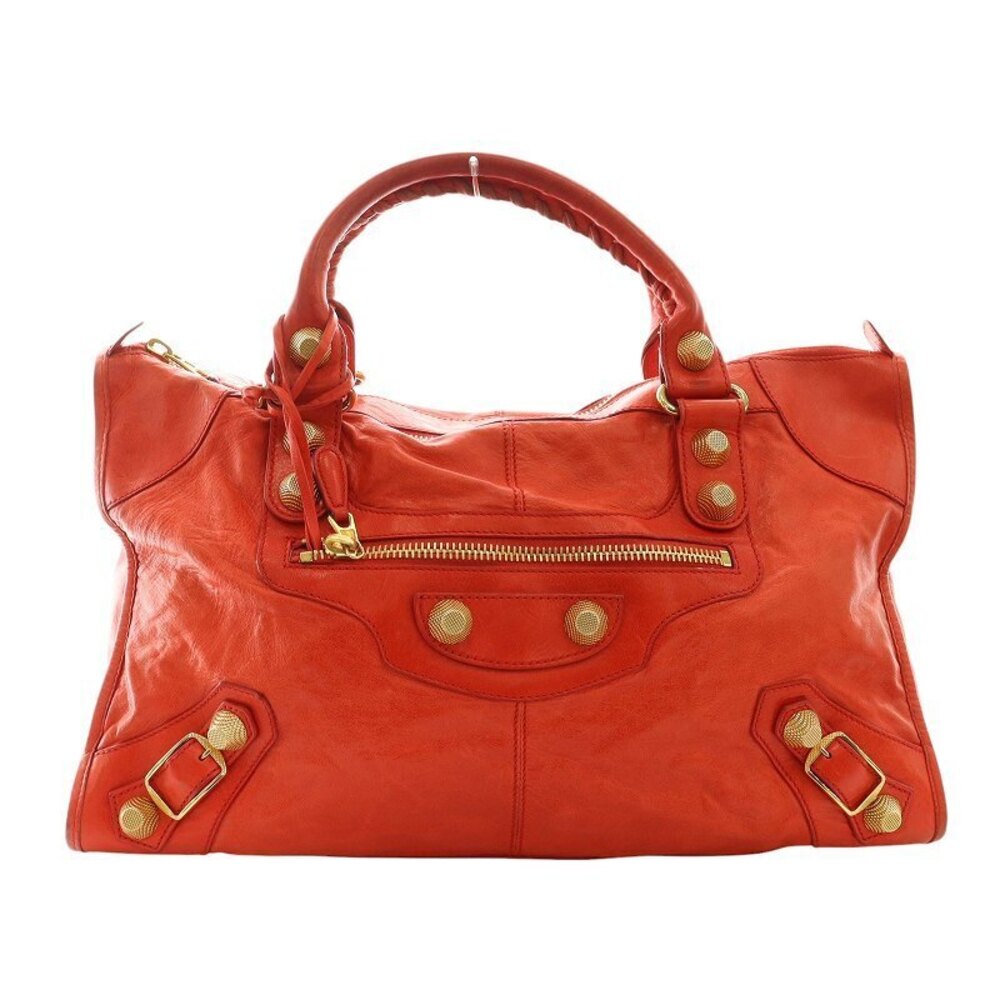 Balenciaga Giant Work Bag Handbag Leather Mirror Red H
